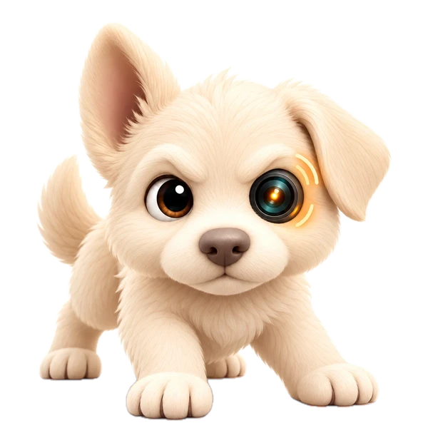 NosyPup on alert after spotting a person