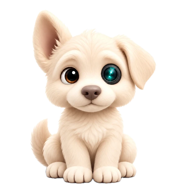 NosyPup with ears up, protecting